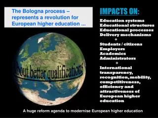 IMPACTS ON : Education systems Educational structures Educational processes Delivery mechanisms