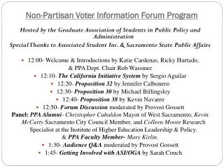 Non-Partisan Voter Information Forum Program