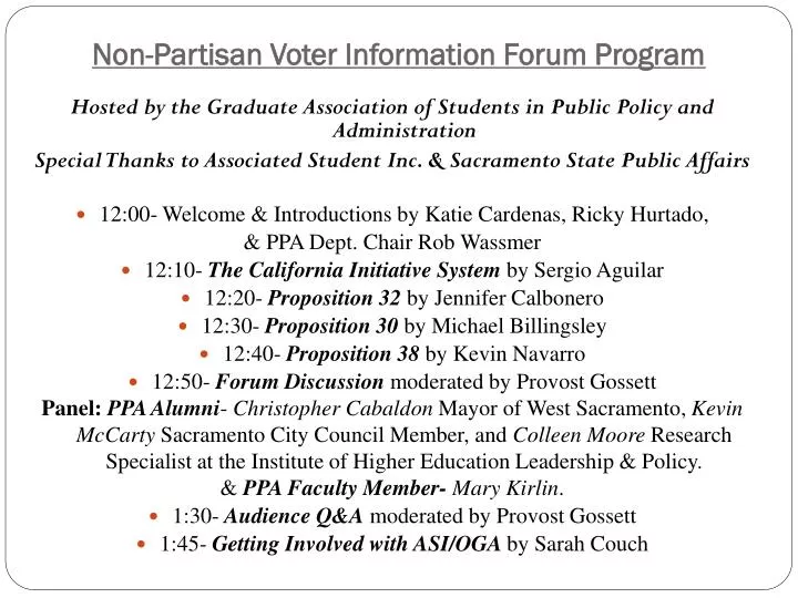 non partisan voter information forum program