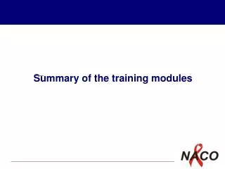 Summary of the training modules