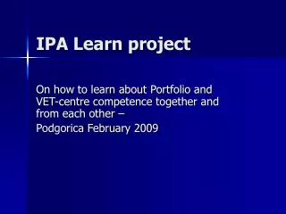 IPA Learn project