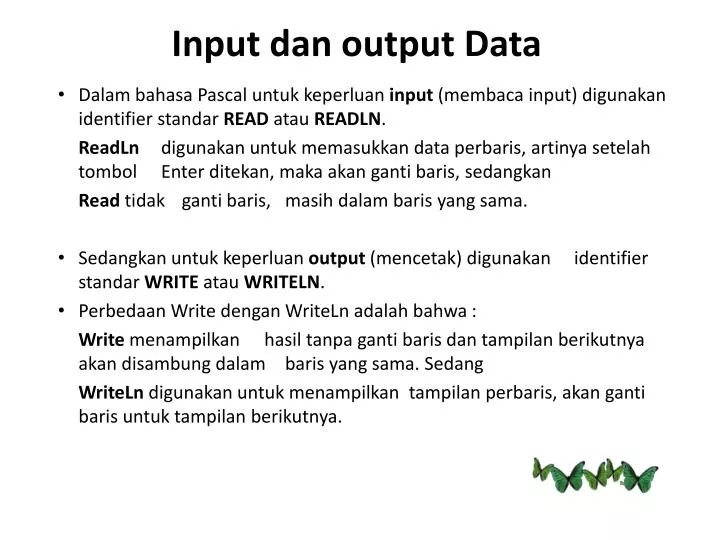 input dan output data