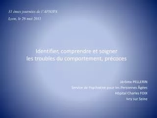 identifier comprendre et soigner les troubles du comportement pr coces