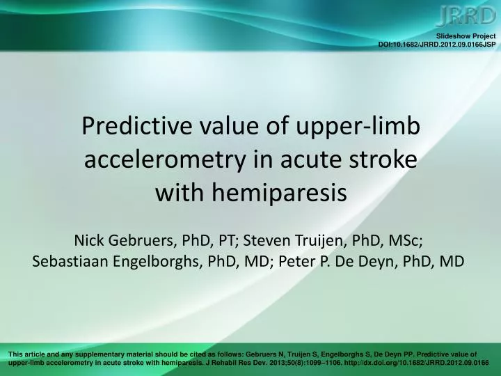 predictive value of upper limb accelerometry in acute stroke with hemiparesis