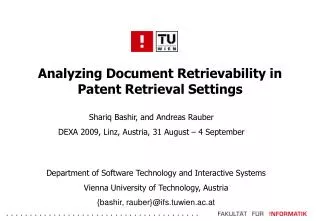 Analyzing Document Retrievability in Patent Retrieval Settings