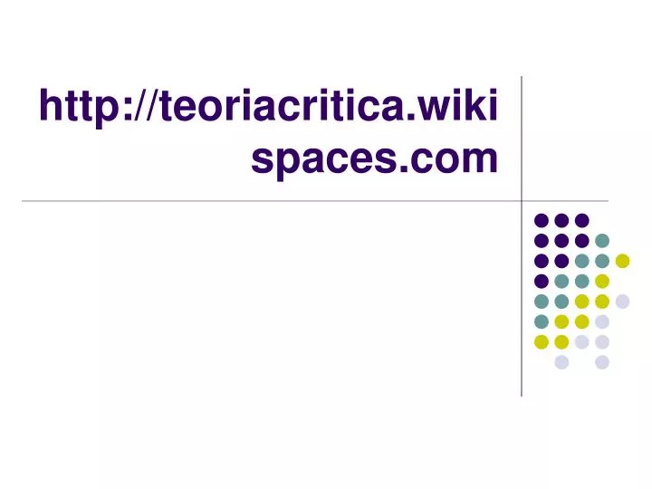 http teoriacritica wikispaces com