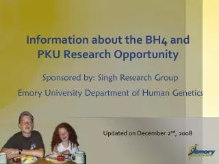 Information about the BH4 and PKU Research Opportunity