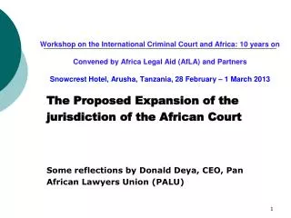 The Proposed Expansion of the jurisdiction of the African Court