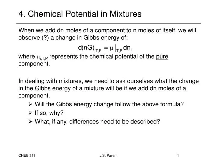 4 chemical potential in mixtures