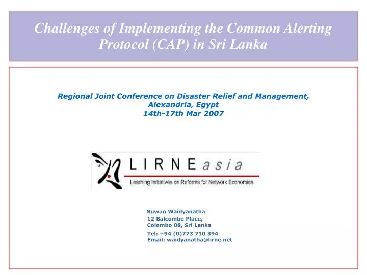 challenges of implementing the common alerting protocol cap in sri lanka