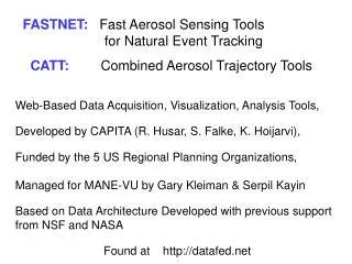 FASTNET: Fast Aerosol Sensing Tools 		 for Natural Event Tracking