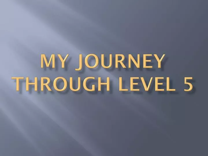 my journey through level 5