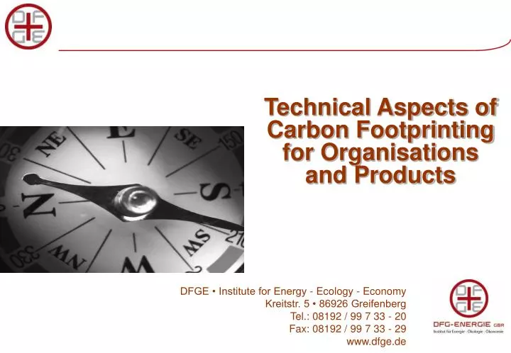 technical aspects of carbon footprinting for organisations and products