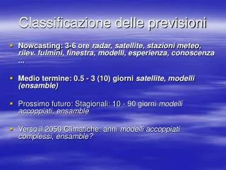 classificazione delle previsioni