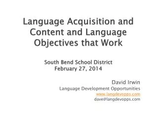 David Irwin Language Development Opportunities langdevopps dave@langdevopps