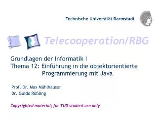 grundlagen der informatik i thema 12 einf hrung in die objektorientierte programmierung mit java