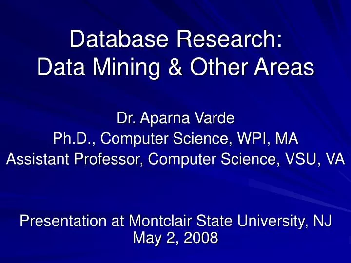 database research data mining other areas
