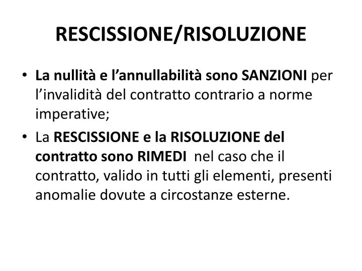 rescissione risoluzione