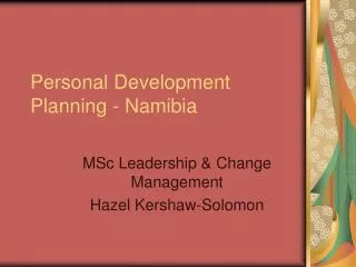 Personal Development Planning - Namibia