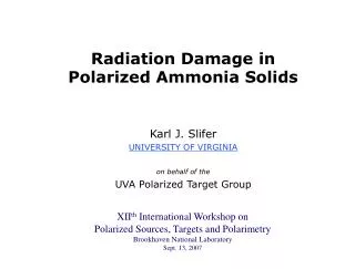 Radiation Damage in Polarized Ammonia Solids