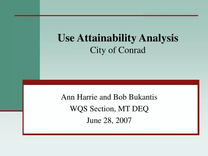 use attainability analysis city of conrad