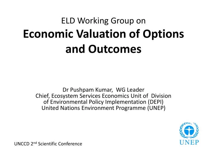 eld working group on economic valuation of options and outcomes