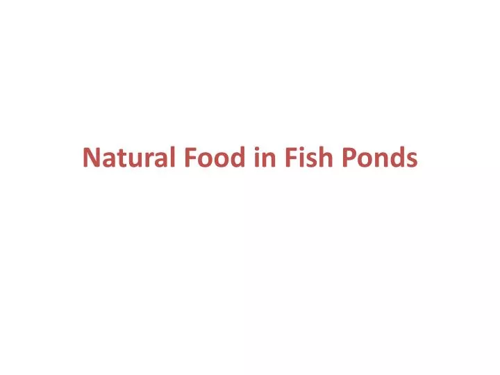 natural food in fish ponds