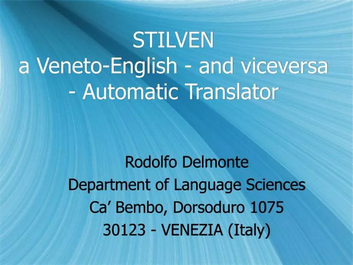 stilven a veneto english and viceversa automatic translator