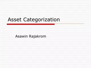 Asset Categorization