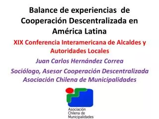 balance de experiencias de cooperaci n descentralizada en am rica latina