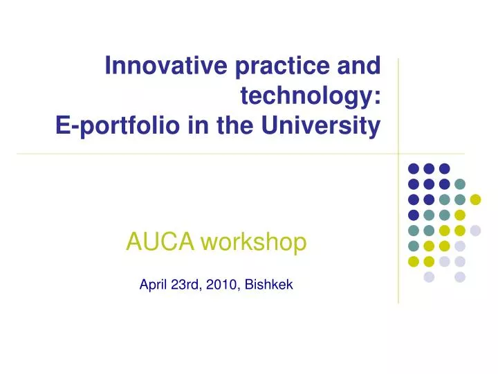 innovative practice and technology e portfolio in the university