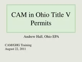 CAM in Ohio Title V Permits