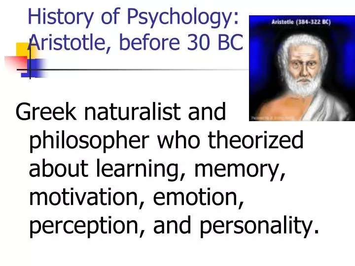 history of psychology aristotle before 30 bc