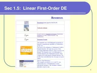 Sec 1.5: Linear First-Order DE