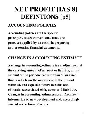 NET PROFIT [IAS 8] DEFINTIONS [p5]