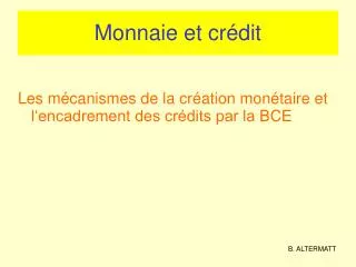 monnaie et cr dit