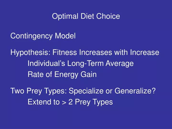 optimal diet choice