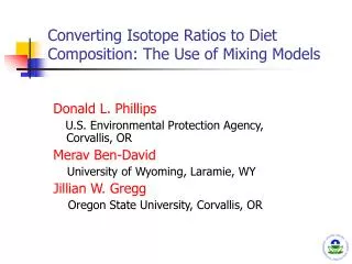 Converting Isotope Ratios to Diet Composition: The Use of Mixing Models