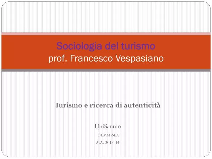 sociologia del turismo prof francesco vespasiano