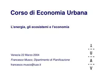corso di economia urbana
