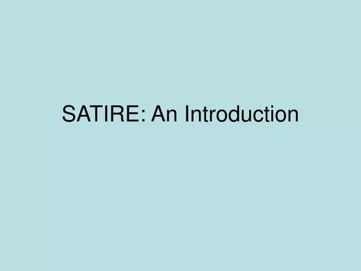 satire an introduction