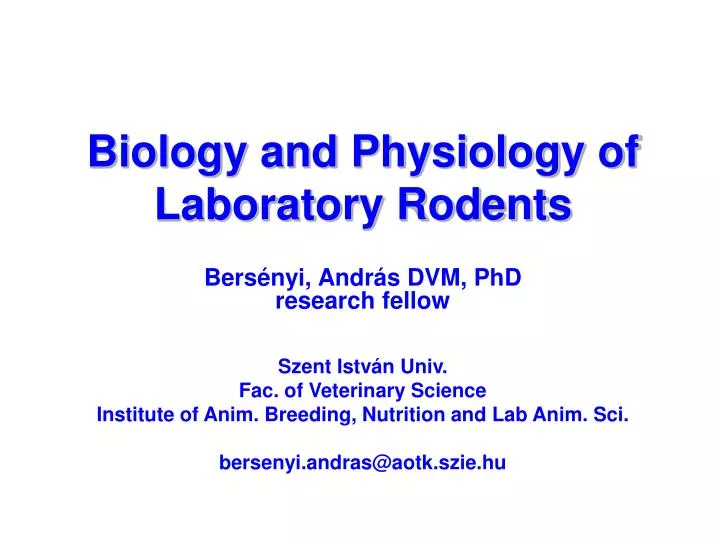 biology and physiology of laboratory rodents