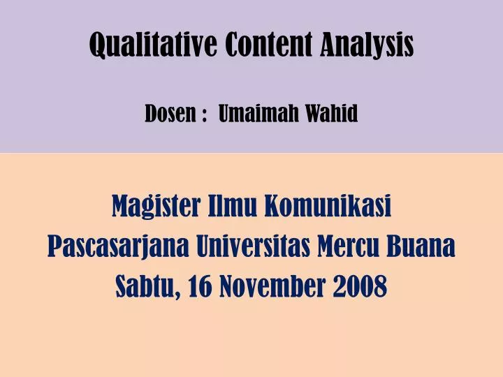 qualitative content analysis dosen umaimah wahid