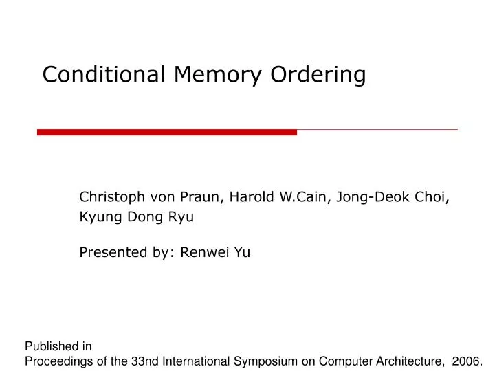 conditional memory ordering