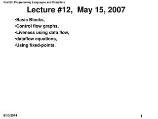 Lecture #12, May 15, 2007