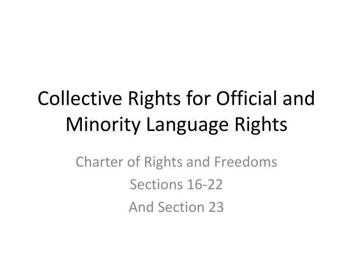 collective rights for official and minority language rights