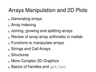 Arrays Manipulation and 2D Plots