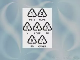 1. PETE / PET (Polyethylene Terephthalate )
