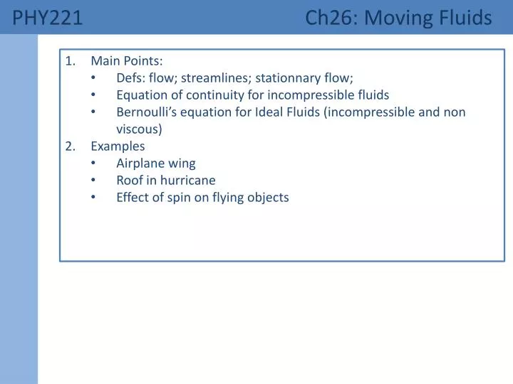 phy221 ch26 moving fluids