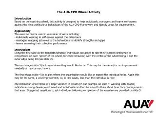 The AUA CPD Wheel Activity Introduction